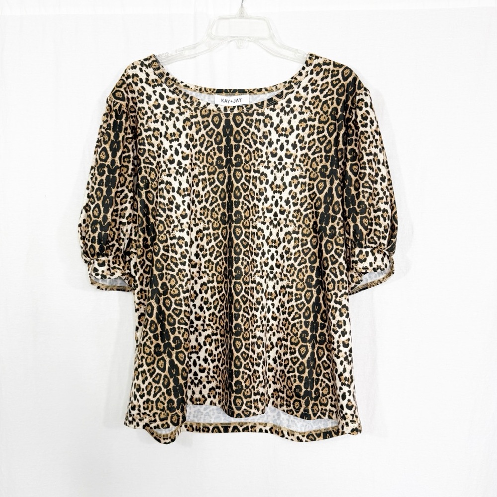 NEW Kay + Jay Leopard Print Top, Size 2X, Black and Brown